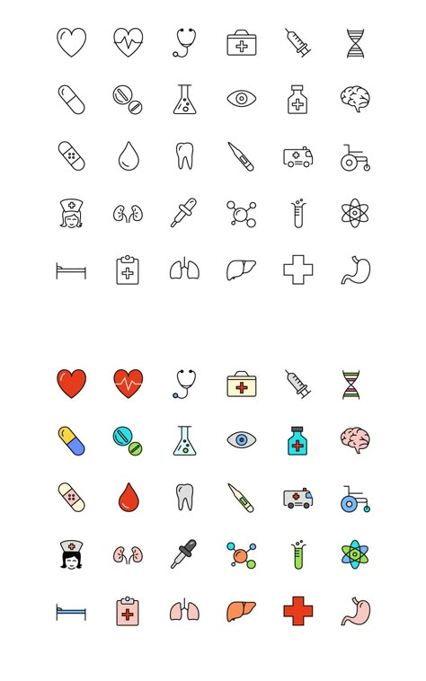 Science Icons, Sketch Note, Color Icons, Health Icon, Medical Icon, Doodle Icon, Hur Man Målar, Small Drawings, Free Medical