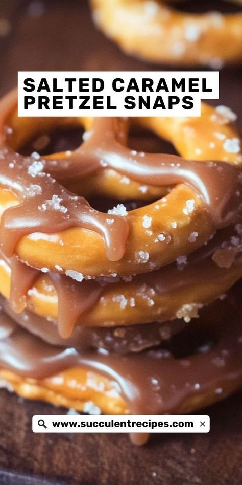 Enjoy the delightful crunch of pretzels paired with gooey caramel and a sprinkle of sea salt in these easy-to-make treats that are perfect for snacking or gifting. Pretzel Snaps, Simple Treats, Pretzel Bites Recipes, Salted Caramel Pretzels, Salty Caramel, Pretzel Treats, Caramel Pretzels, Diy Snacks, Salty Treats