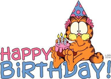 HAPPY BIRTHDAY TO YOU Garfield Birthday, Garfield Pictures, Garfield The Cat, Garfield Cartoon, Birthday Clips, Happy Birthday Pictures, Bday Cards, Ceramic Color, Art Birthday