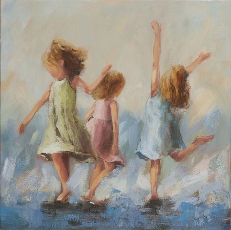 3 Sisters Painting, Sister Art Drawing, 3 Sisters Drawing, Sisters Painting, Dancing Drawing, Sisters Drawing, Meaningful Paintings, Sisters Art, Group Painting