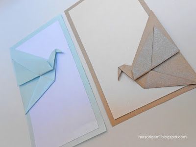 origami: Estampas con paloma en el lateral plegadas en papel Origami Invitations, Envelope Origami, Valentines Origami, Origami Wedding Invitations, Origami Letter, Origami Yoda, Origami Cards, Origami Diagrams, Origami Wedding