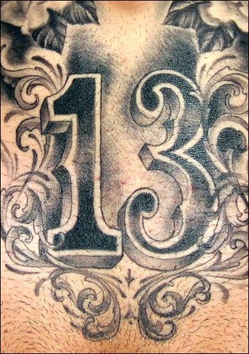 Number 13 tattoo Number 13 Tattoo Designs, 13 Tattoo Designs, Number 13 Tattoo, Lucky 13 Tattoo, Number 13 Tattoos, Number Tattoo Fonts, Tattoo Font For Men, Lucky Tattoo, 13 Tattoo