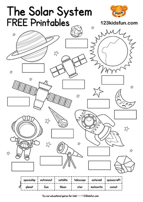 Solar System Worksheets for Kids | 123 Kids Fun Apps The Solar System Activities, Kindergarten Solar System Activities, 1st Grade Solar System Worksheets, Solar System Activities For Kindergarten, Planets Worksheets For Preschool, Solar System Worksheets Preschool, Space Theme Worksheets, Space Worksheets Kindergarten, Solar System Worksheets Kindergarten