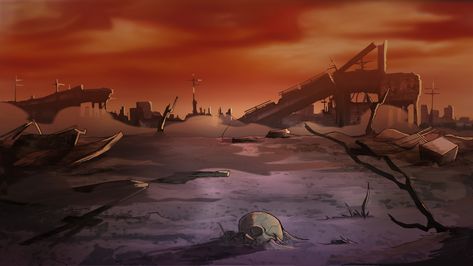 ArtStation - AFTERMIDNIGHT_DESOLATION, Stefano Gurnari Desolate Wasteland, Apocalypse City, Webtoon Background, Apocalyptic Art, Post Apocalyptic Art, After Midnight, Dark Matter, Post Apocalyptic, Dark Fantasy Art