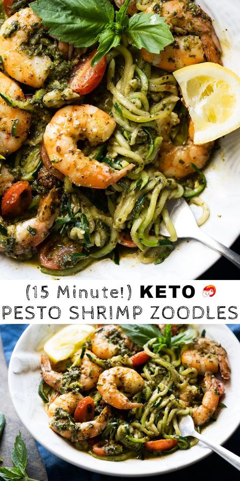 Zoodle Recipes Healthy, Shrimp Zoodles, Keto Pesto, Keto Shrimp Recipes, Pesto Shrimp, Zoodle Recipes, Meal Prep Plans, Pescatarian Recipes, Keto Recipes Dinner