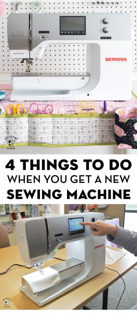 4 things you should do when you get a new sewing machine. #beginner #sewing Polka Dot Chair, Bernina Sewing Machine, Bernina Sewing, Sewing Machine Projects, Sewing Machine Reviews, Machines Fabric, Diy Simple, Sewing Class, Sewing Blogs