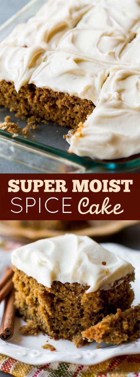 How to make super moist spice cake on sallysbakingaddiction.com Moist Spice Cake, Cake Recipes Easy, Spice Cake Recipes, Coconut Dessert, Brownie Desserts, Gateaux Cake, Oreo Dessert, With Cream Cheese Frosting, Spice Cake