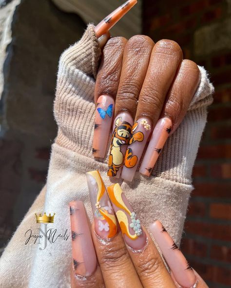 Tigger Nails Designs, Tigger Nails, Pooh Nails, Disney Nails, Pretty Acrylic Nails, Nails Designs, 3d Nails, Artist On Instagram, Gorgeous Nails