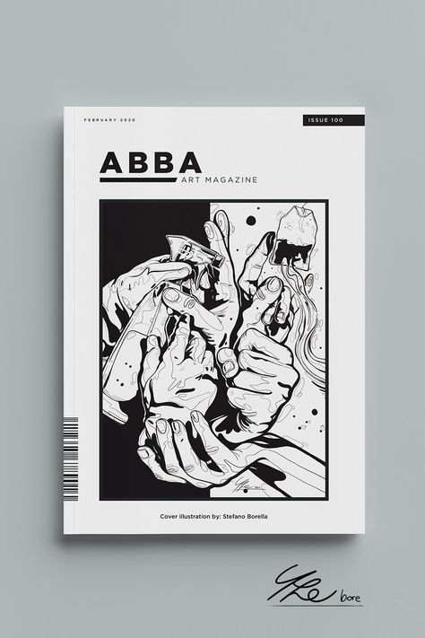 The cover illustration for ABBA Art magazine by the Italian artist and illustrator: Stefano Borella. See the entire illustration process over Behance profile… #art #magazine #cover #editorial Magazine Design Cover Illustrations, Back Cover Of Magazine, Magazine Font Design, Illustration Magazine Design, Magazine Book Cover Design, Magazine Cover Illustration Graphics, Artistic Magazine Covers, Graphic Design Magazine Cover Art, Magazines Cover Design