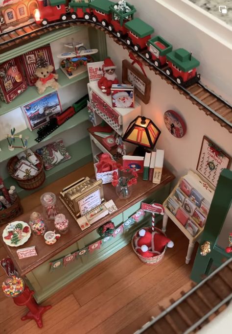 Santa Toy Shop, Dollhouse Update, Santa’s Toy Shop Decorations, Miniature Santa's Workshop, Maileg House, Miniature Toy Shop Doll Houses, Christmas Dollhouse Factory Direct Craft, Mini Crafts, Christmas Dollhouse