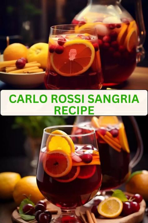 Carlo Rossi Sangria Recipe, Sangria Punch, Homemade Sangria, Martini Rossi, Sangria Cocktail, Rose Sangria, Sparkling Mineral Water, Best Red Wine, White Sangria