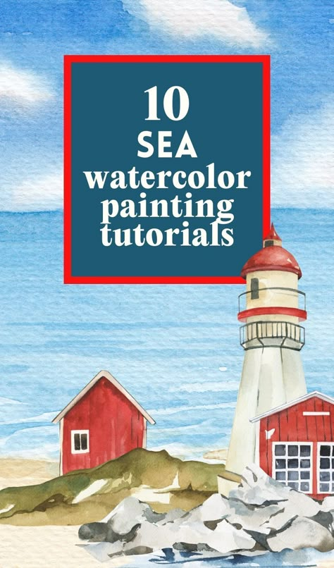 How to paint sea in watercolor for beginner artist |sea waves | seascape | seafood | ocean | #watercolor #sea #howtopaintsea How To Paint Beach Scene Easy, Watercolor Ocean Painting, Sea Painting Watercolor, Watercolor Art For Beginners Step By Step, Watercolor Step By Step Tutorials, Water Colour Ideas, Watercolour Seascapes, Watercolor Tutorial Beginner, Sea Watercolor Painting