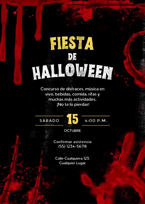 Es Completamente personalizable, permitiéndote adaptarla según tus preferencias. Con tu compra, recibirás un PDF por correo electrónico Instantaneamente que contiene un enlace directo a una plantilla editable en Canva. Halloween Invitaciones, Horror Themed Party, Fiesta Halloween, Halloween Fest, Halloween Flyer, Halloween 2, Halloween Invitations, Party Halloween, Scary Halloween