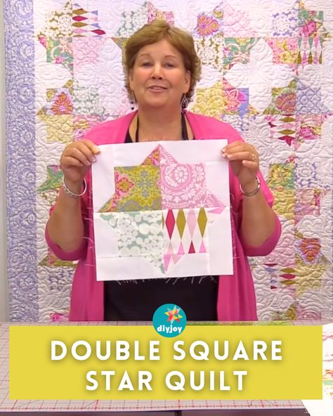 Turn your charm packs or 5" squares into this beautiful quilt pattern using the snowball technique. Learn how to make it here. Double Square Star Quilt Pattern, Jenny Doan Quilt Tutorials, Charm Square Quilt Patterns Free, Falling Charms Quilt Pattern, Tumbling Charms Quilt Pattern, Missouri Star Quilt Pattern, Charm Pack Projects, Placemat Ideas, Jenny Doan Tutorials