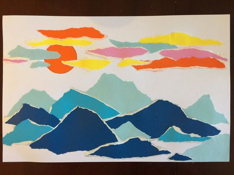 Torn Paper Art, Ted Harrison, Art Elementary, Primary Activity, Collage Creator, Paper Landscape, Tears Art, 4th Grade Art, Collage Art Projects