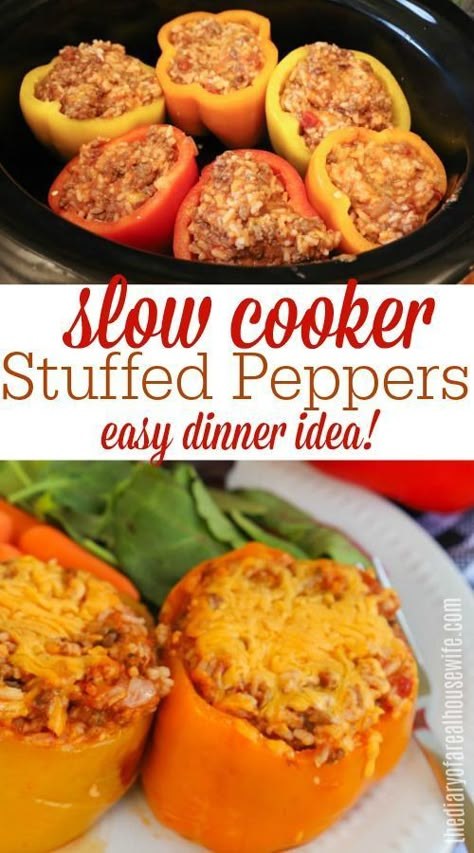 Easy Stuffed Bell Peppers Crockpot, Crock Pot Stuffed Peppers Easy, Crockpot Bell Peppers Stuffed, Crock Pot Stuffed Peppers Slow Cooker, Stuff Peppers In Crock Pot, Crockpot Bell Pepper Recipes, Stuffed Peppers In Slow Cooker, Ground Turkey Stuffed Peppers Crockpot, Stuffed Bell Pepper Crockpot Recipes