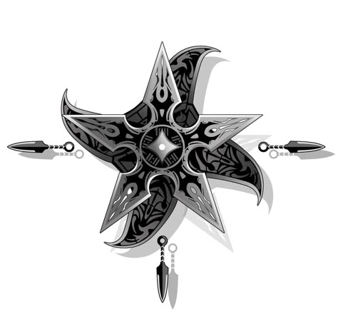 Tattoo Star by TranquilRuins.deviantart.com on @DeviantArt Ninja Stars Tattoo, Japanese Star Tattoo, Japanese Ornamental Tattoo, Ninja Star Drawing, Throwing Star Tattoo, Shuriken Tattoo, Ninja Star Tattoo, Ninja Tattoo, Gear Tattoo