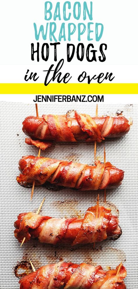 Oven Hot Dogs, Recipes Using Bacon, Danger Dog, Baked Hot Dogs, Bacon Hot Dogs, Bacon Wrapped Hotdogs, Low Carb Breakfast Casserole, Wrapped Hot Dogs, Oven Baked Bacon