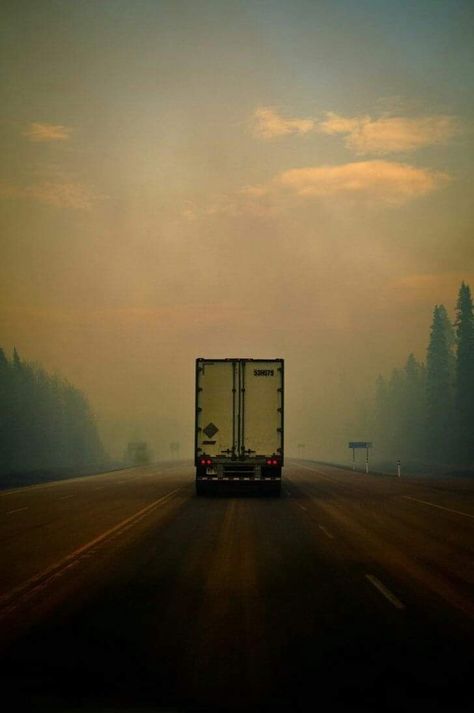 Drive safely wherever you may be. Love you.  Always.  Me.  💗💗💗 <x🔥o> 💋💋💋 Truck Driving, Trucking Life, Night Vale, Foggy Morning, Heavy Duty Truck, Semi Truck, Truck Driver, Way Down, Big Trucks