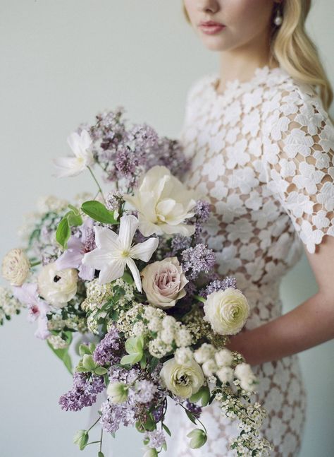 Pastel Wedding Decorations, Orchid Bouquet Wedding, Hydrangea Bouquet Wedding, Bridal Bouquet Spring, Purple Bouquets, Lilac Bouquet, Spring Wedding Bouquets, Peony Bouquet Wedding, Cascading Wedding Bouquets