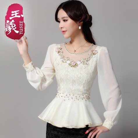 feminine white shirt beading - Yahoo Image Search Results Lace Tunic Tops, Women Embroidery, Blouses Women, Minimalist Luxury, Normal Clothes, Fashion Attire, Embroidery Lace, Floral Print Blouses, Chiffon Shirt