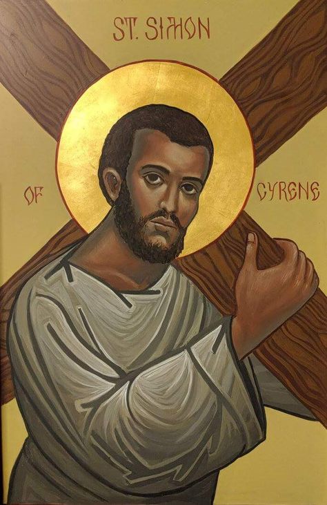 Black Saints, Simon Of Cyrene, Ethiopian Orthodox Icons, Saint Iconography, Ethiopian Bible, San Simon, Icon Orthodox Art, Orthodox Saints Icons, Saint Xenia Of Petersburg Orthodox Icons