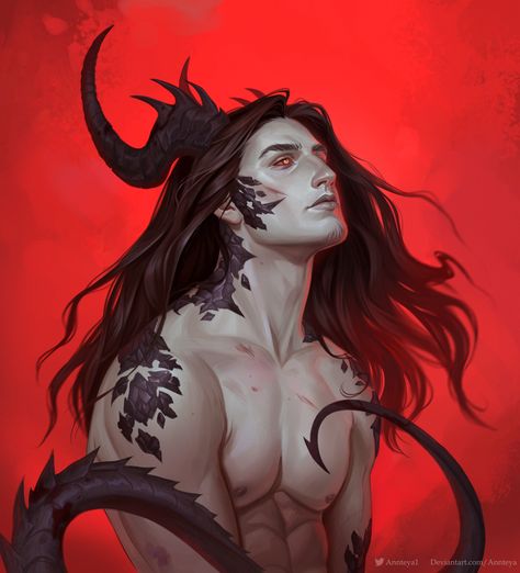 Roleplay Characters, Demon Art, Painting Portrait, Drawing Artist, Character Design Male, Illustration Artists, Dnd Characters, Character Portraits, Dark Fantasy Art