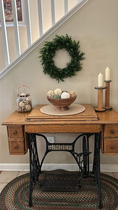 Old sewing machine table