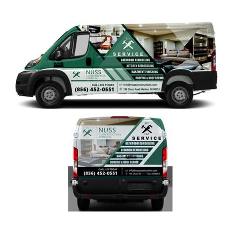 Award winning Construction company needs a clean, crisp wrap design for exteriors division van. Car, truck or van wrap contest car#truck#van#design Box Truck Wrap Design, Van Wrap Design, Van Signage, How To Clean Vans, Van Signs, Standee Design, Vehicle Signage, Van Wrap, Vehicle Wrap