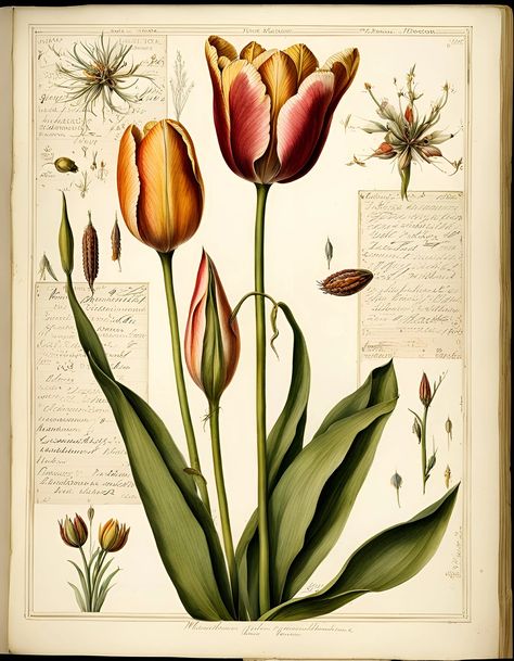 Botanicals: Tulip. Digital Downloads for Cards Puzzles - Etsy Flower References, Botanical Tulip, Parisian Decor, Illustration Nature, Tulips Art, Vintage Florals, Flower Art Print, Illustration Botanique, Botanical Illustration Vintage