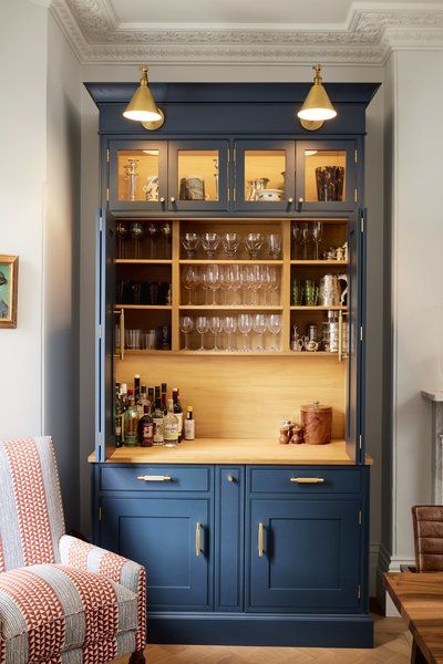 Photo 8 of 30 in Art Collectors Home by Prime Architecture - Dwell Collectors Home, Open Photo, Home Bar Cabinet, Bar Mini, Home Bar Rooms, Welsh Dresser, Coffee Bar Home, Home Bar Designs, Dining Room Storage