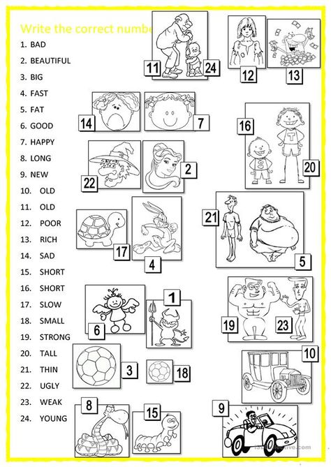 OPPOSITES - English ESL Worksheets for distance learning and physical classrooms Adjectives To Describe People, Adjectives Esl, Opposites Worksheet, English Adjectives, Listening Comprehension, Grammar Practice, English Language Teaching, Teaching Jobs, Free Printable Worksheets