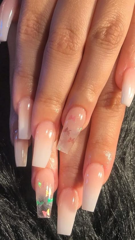 Acrylic French, Glitter Nails Acrylic, Graduation Nails, Ombre Acrylic Nails, Her Nails, Short Square Acrylic Nails, Pretty Nail Art Designs, Long Acrylic Nails Coffin, Long Square Acrylic Nails