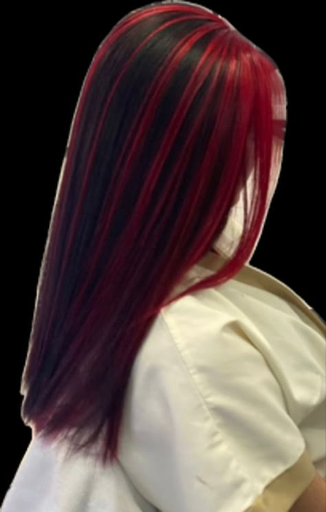 Red Hair Streaks, Black Hair With Red Highlights, Black And Red Hair, Red Bob Hair, Red Hair With Highlights, Black Red Hair, Hair Color Underneath, Red Hair Inspo, Cherry Hair