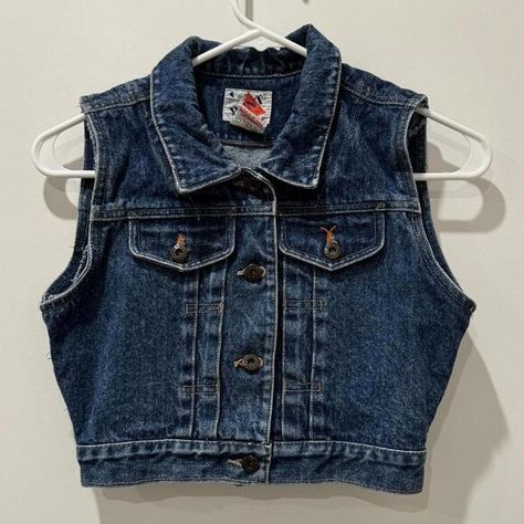 90s vintage cropped denim vest Cropped Denim Vest, Crop Denim Vest, Brand Tags, Cropped Denim, 90s Vintage, Denim Vest, Blazer, Outfit Inspo, Plus Fashion