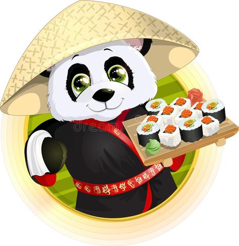 Restaurant Posters, Panda Sushi, Sushi Illustration, Sushi Drawing, Round Gazebo, Monoline Logo, Menu Sushi, Restaurant Poster, Sushi Recipes