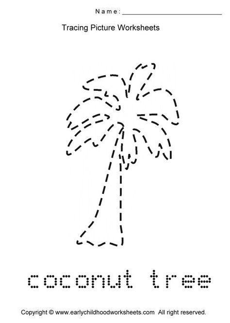 coconut-tree | Crafts and Worksheets for Preschool,Toddler and Kindergarten Coconut Crafts For Preschool, Tree Tracing, Trace Worksheet, Playgroup Ideas, Tracing Pictures, Printable Tree, Worksheet Preschool, Preschool Teachers, Fruit Coloring Pages