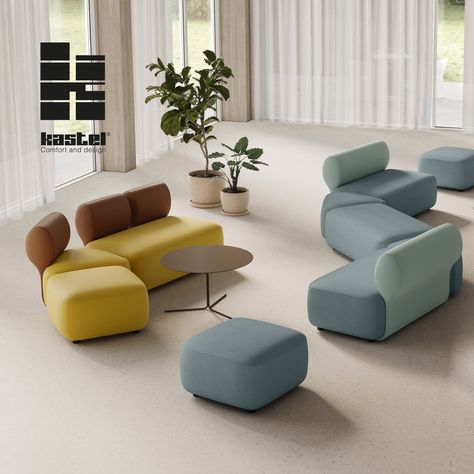 5 new Kastel seating collections: Seating for feel-good projects Lobby Lounge Design, Sofa System, Furniture Business, Lobby Seating, Interior Office, Modular Seating, Lobby Lounge, Office Lounge, Environmental Sustainability