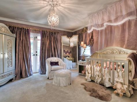 Luxury Nursery Room Idea Pictures, Photos, and Images for Facebook, Tumblr, Pinterest, and Twitter Royal Nursery, Babies Rooms, Luxury Nursery, Transitional Interior Design, Awesome Houses, Nursery Girl, Crib Canopy, Toddler Bedroom, Dream Nurseries