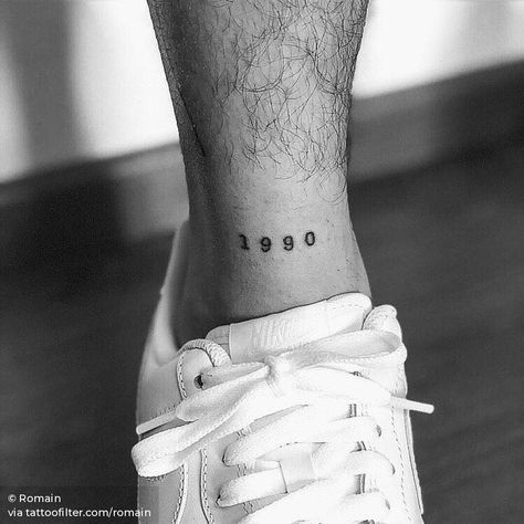 1990 Ankle Tattoo Men, Small Girly Tattoos, Girl Back Tattoos, Forearm Band Tattoos, Ankle Tattoos, Small Girl Tattoos, Hand Poked Tattoo, Leg Tattoo Men, Cool Small Tattoos