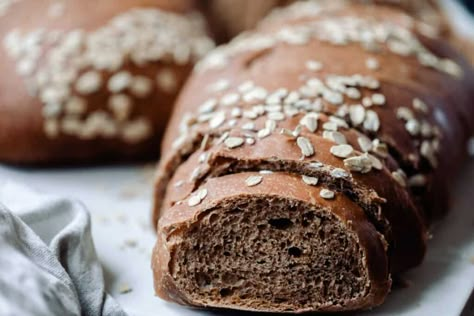 Sourdough brown bread is hearty and soft, packed with nutrition and flavor, excellent toasted with butter or piled high with sandwich toppings. #sourdoughbrownbread #farmhouseonboone Sourdough Brown Bread, Sandwich Toppings, Brown Bread Recipe, Farmhouse On Boone, Recipe Using Sourdough Starter, Sourdough Rye, Discard Recipe, Oven Bread, Sourdough Recipe