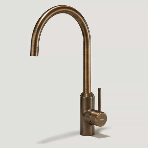 PORTMAN Smooth Kitchen Mixer Tap - Antique Brass | Plank Hardware Brass Kitchen Hardware, Brass Kitchen Tap, Antique Brass Kitchen, Aged Brass Hardware, Brass Kitchen Faucet, Brass Cabinet Hardware, Spacious Kitchen, Brass Tap, The Perfect Kitchen