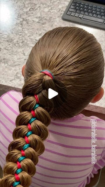 Jules & Clairabelle on Instagram: "✨ 5-strand ribbon braid tutorial ✨ Great way to add team or school colors to a ponytail braid!  . . . . . . #5strandribbonbraid #fivestrandribbonbraid #braidtutorial #hairtutorial #braid #braidinspo #ponytailbraid #clairabelle_hairabelle #ribbonbraid #tutorial #schoolspirit #sportsbraids #sportshairstyle #softballhair" Softball Braids With Ribbon, How To Braid With Ribbon In Hair, How To Add In Hair To Braids, How To Braid Ribbon Into Hair, Ribbon Braid Tutorial, Softball Hairstyles Braids, Braided School Hairstyles, Braids With Ribbon, Softball Braids