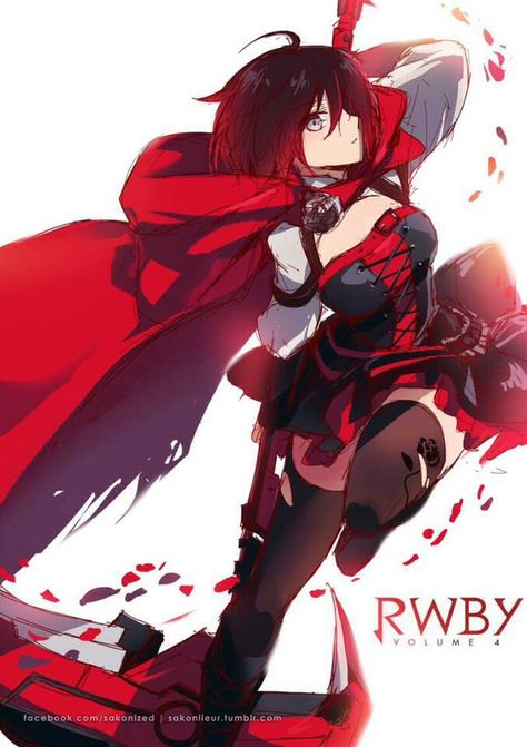 Ruby Rose RWBY red/black hair cape syth battle skirt sliver eyes Ruby Rose, Rwby, An Anime, Anime Character, Ruby, Red, Hair, Anime, Black