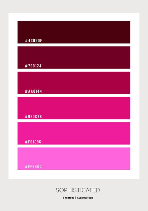 Dark Pink and Magenta Colour Palette #85 1 - Fab Mood | Wedding Colours, Wedding Themes, Wedding colour palettes Dark Pink Shade, Magenta Colour Palette, Dark Pink Shades, Color Palette Magenta, Dark Pink Colour, Desi Design, Pink Colour Palette, Fab Mood, Mood Wedding