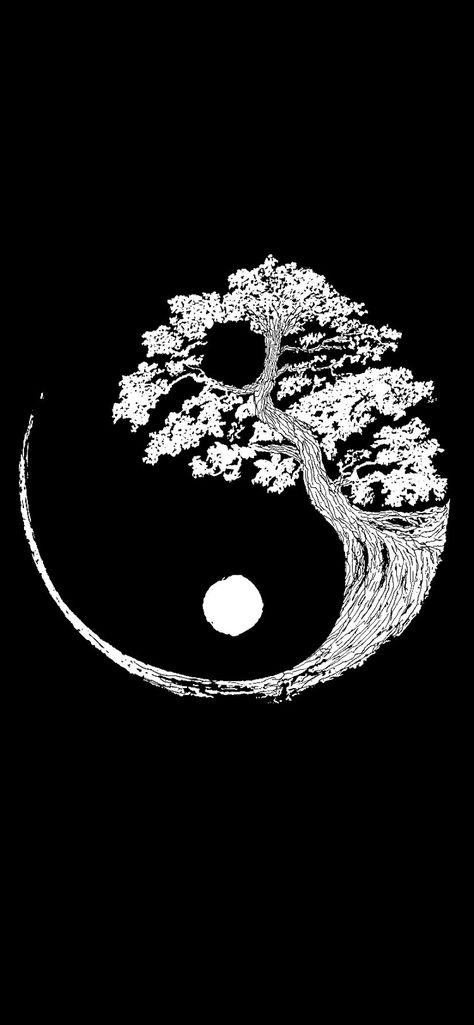 Black And White Kindle Wallpaper, Yin And Yang Wallpaper, Black And White Anime Wallpaper, Kindle Background, Ying Yang Wallpaper, Yin Yang Wallpaper, Yin Yang Tree, Iphone Screensaver, Kindle Wallpaper