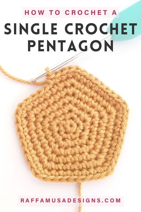 a single crochet pentagon Single Crochet Hexagon, Crochet Diamond Amigurumi, Crochet Shapes Flat Patterns, Crochet Hexagon Amigurumi, Crochet Pentagon Pattern, Single Crochet Square Pattern, Crochet Flat Shapes, Crochet Pentagon Pattern Free, Pentagon Crochet Pattern