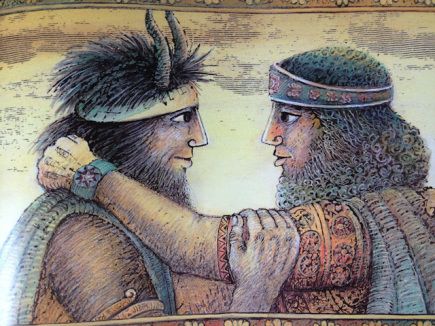 Gilgamesh and Enkidu by Ludmila Zeman The Epic Of Gilgamesh, Gilgamesh And Enkidu, Semitic Languages, Epic Of Gilgamesh, Chinese Warrior, Language Art, Great Love Stories, Art Masters, Historical Pictures