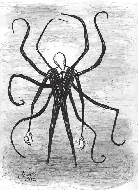 #slenderman #horror #creepy #scary #art #drawing #pen #ink #drawing Monster Scary Art, Scarry Draw Easy, Horror Sketches Creepy Easy, Horror Pen Art, Slenderman Drawings Easy, Easy Scary Drawings For Beginners, Drawing Scary Things, Monster Sketch Scary Easy, Slenderman Drawings