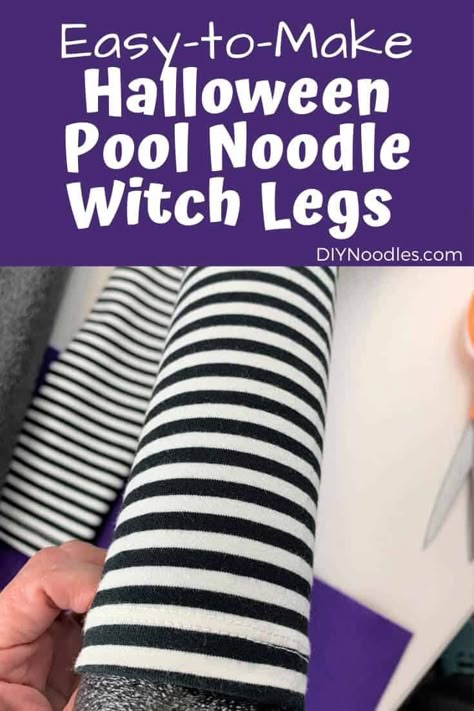 Diy Witch Boots Halloween Decorations, Diy Witches Legs In Pot, Diy Halloween Candles Pool Noodles, Diy Halloween Decorations Pool Noodles, Halloween Witch Legs Decor, Diy Witch Legs And Shoes, Witch Legs Decor, Upside Down Witch Legs Diy, Witch Legs In Cauldron